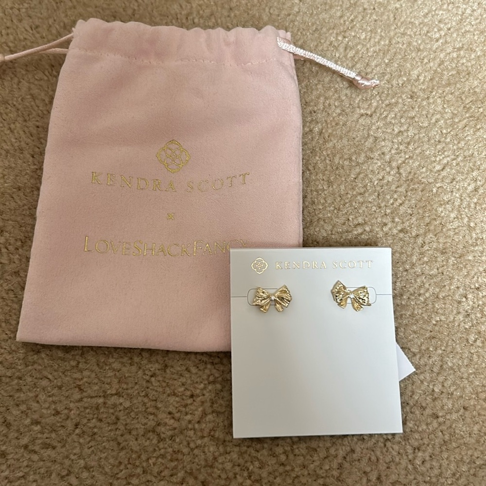 Brand new Kendra Scott and Love Shack Fancy Bow stud Earrings.
